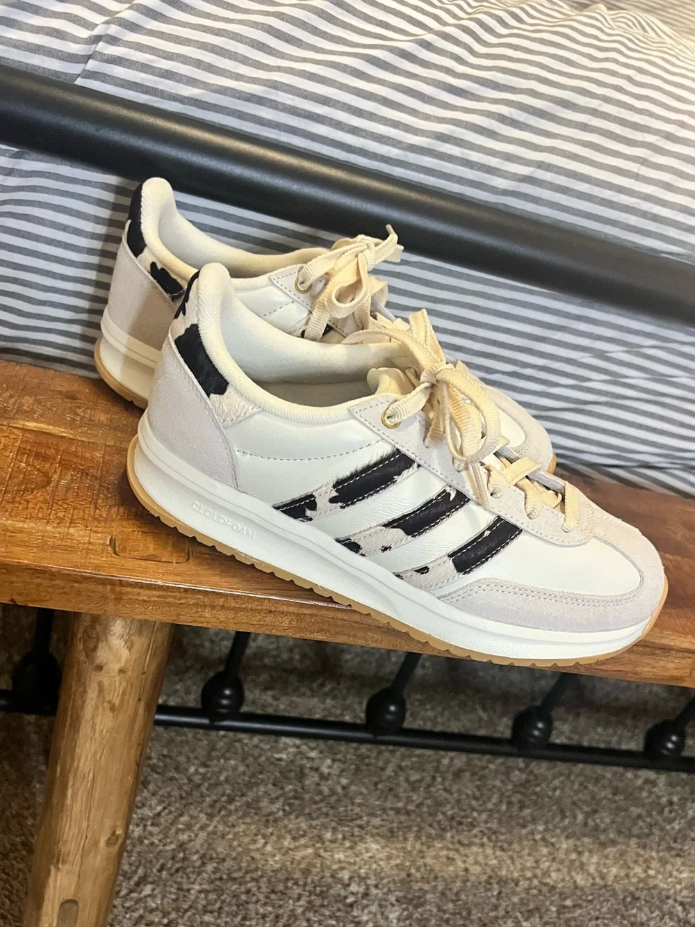adidas Women’s Sneakers in Cream with cow print